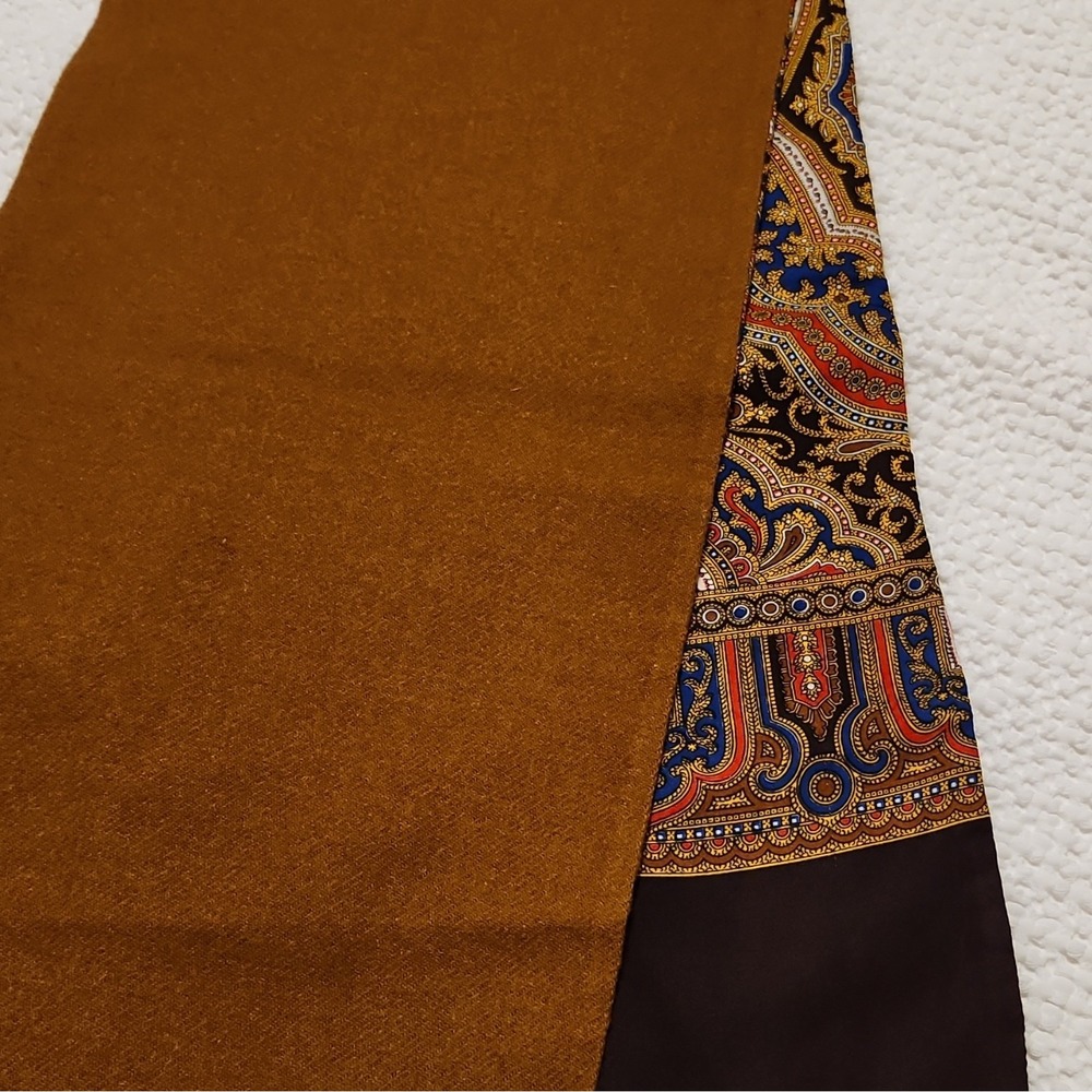 VTG Handcraft Inc Mens Scarf Paisley Silk Lined 50% Cashmere 50% Wool Muffler - Picture 6 of 8